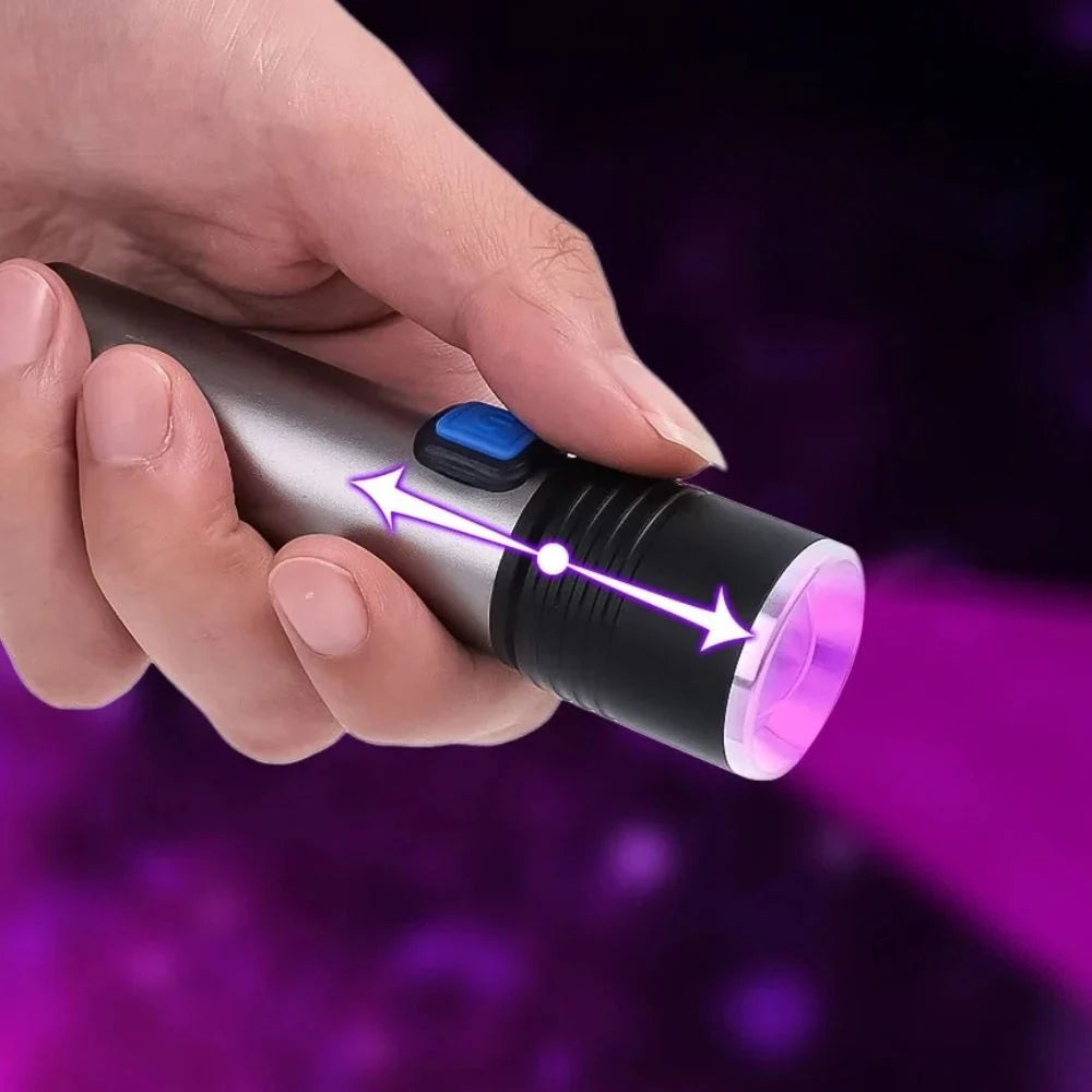 UV Flashlight 395nm Rechargeable Zoom Beam