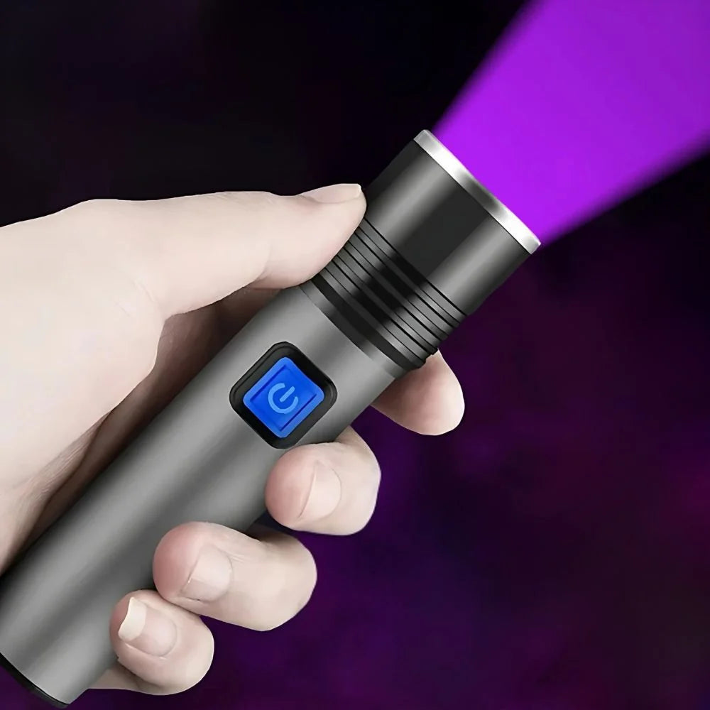UV Flashlight 395nm Rechargeable Zoom Beam