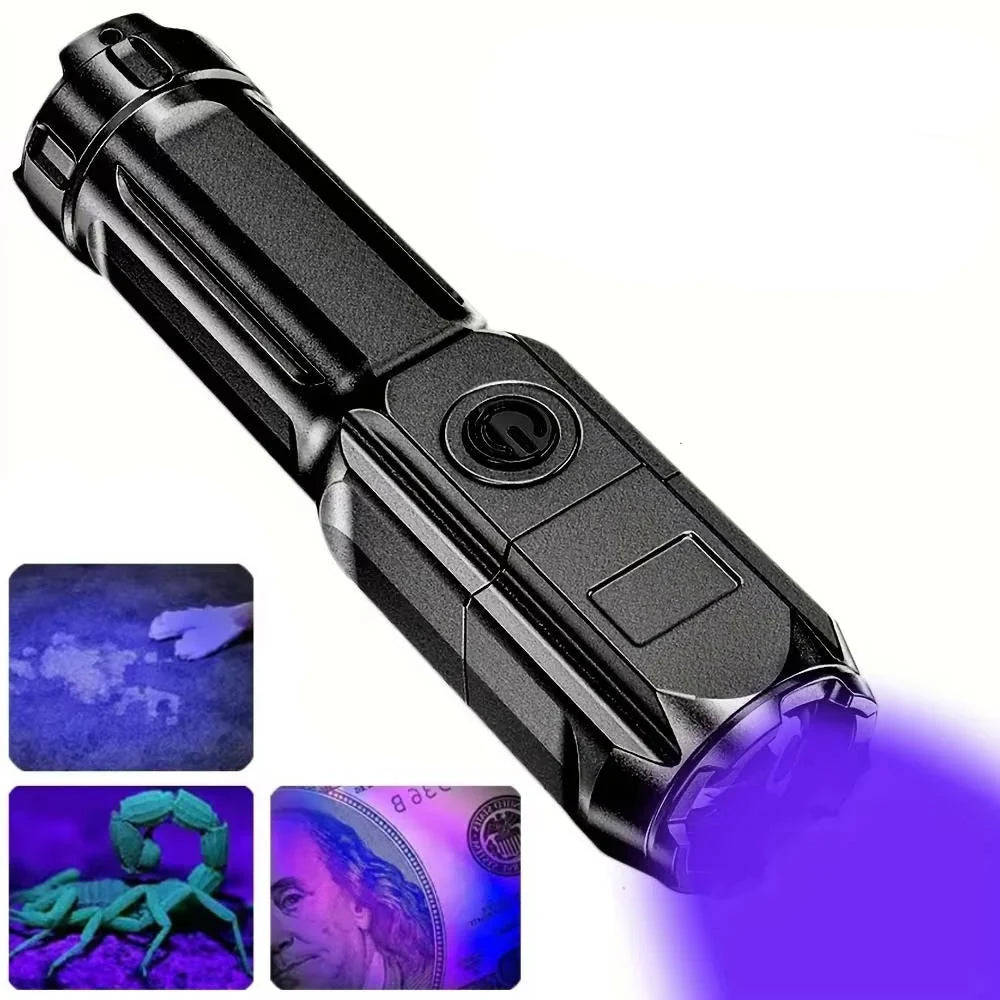 UV Flashlight Pet Stain Detection Rechargeable Adjustable Zoom