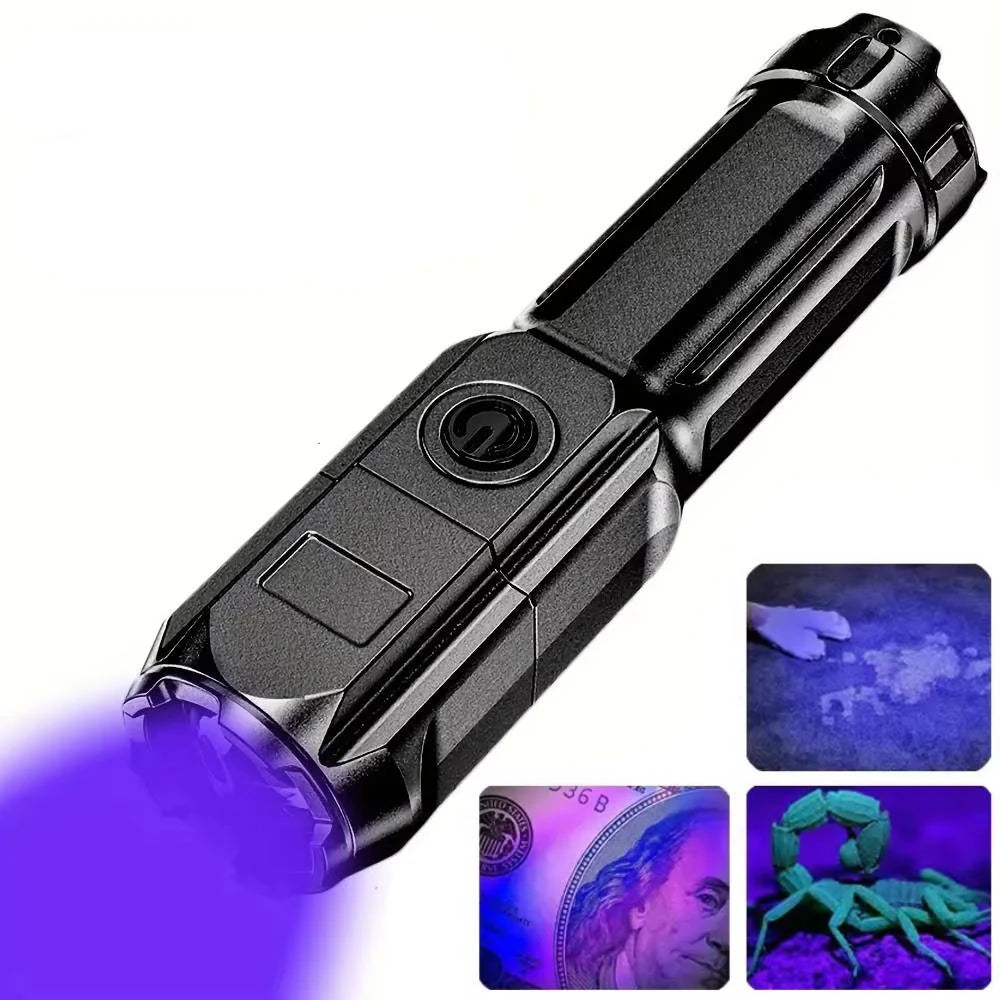 UV Flashlight Pet Stain Detection Rechargeable Adjustable Zoom