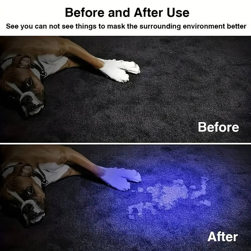 UV Flashlight Pet Stain Detection Rechargeable Adjustable Zoom