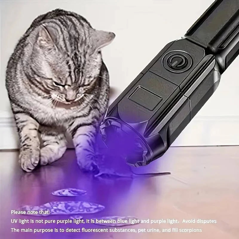UV Flashlight Pet Stain Detection Rechargeable Adjustable Zoom