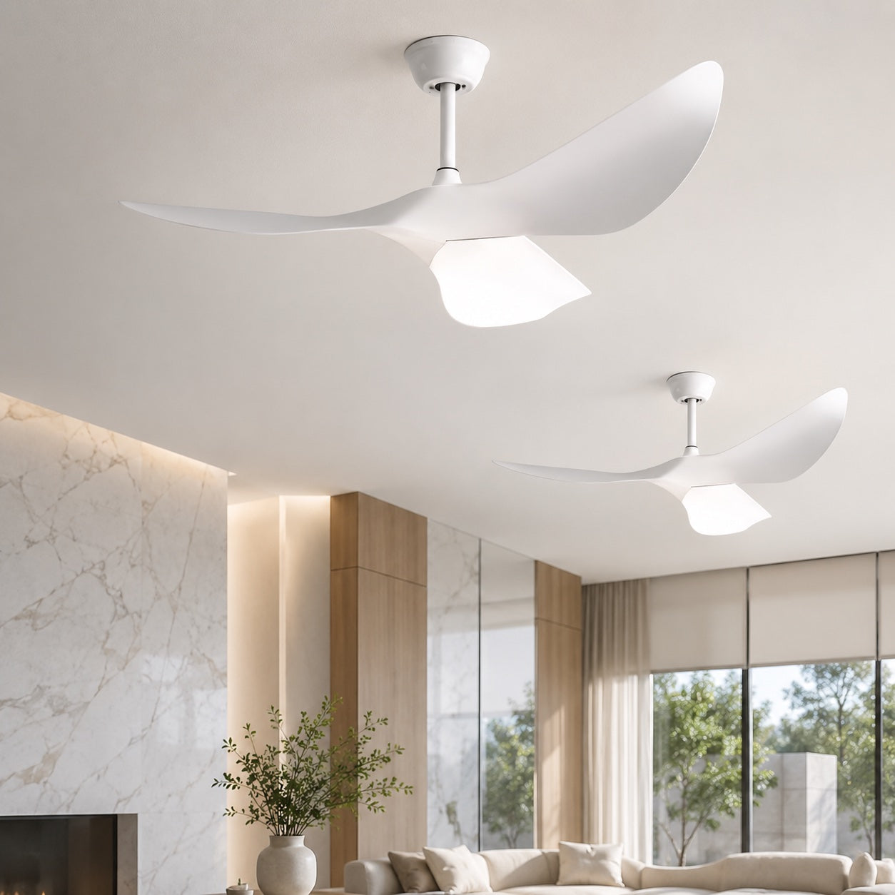 Ultra-Quiet DC Motor & Reversible Blades Ceiling Fan (Flush Mount)