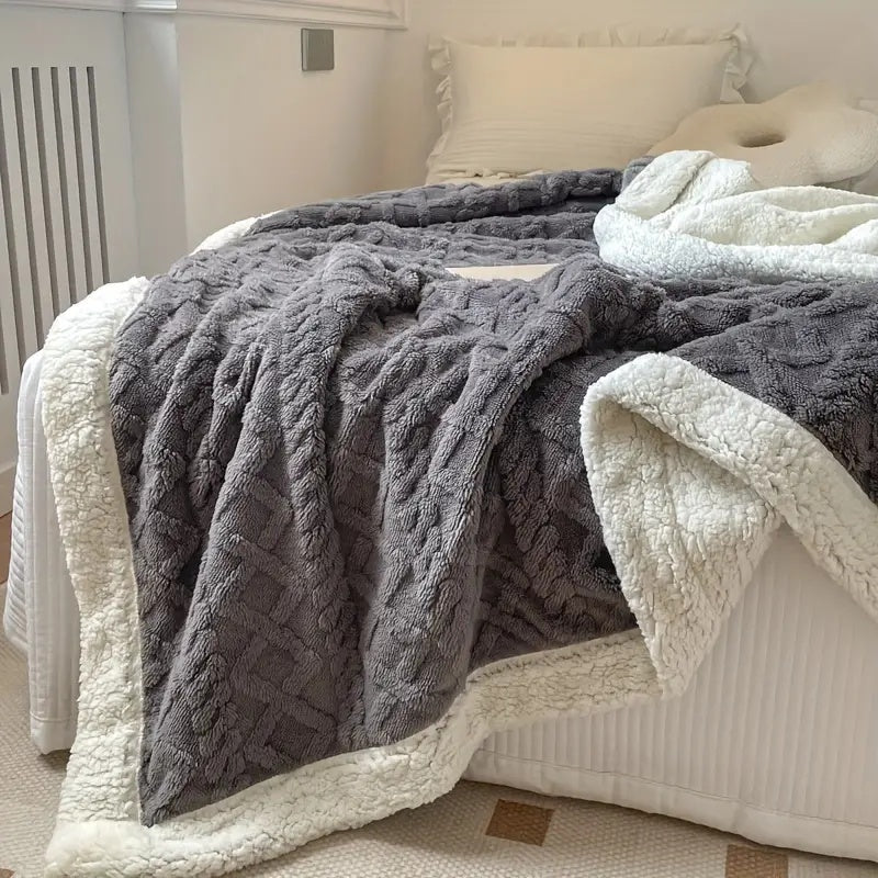 Ultra-Soft Reversible Brushed Sherpa Throw Blanket