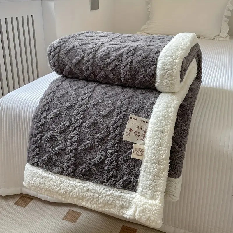 Ultra-Soft Reversible Brushed Sherpa Throw Blanket