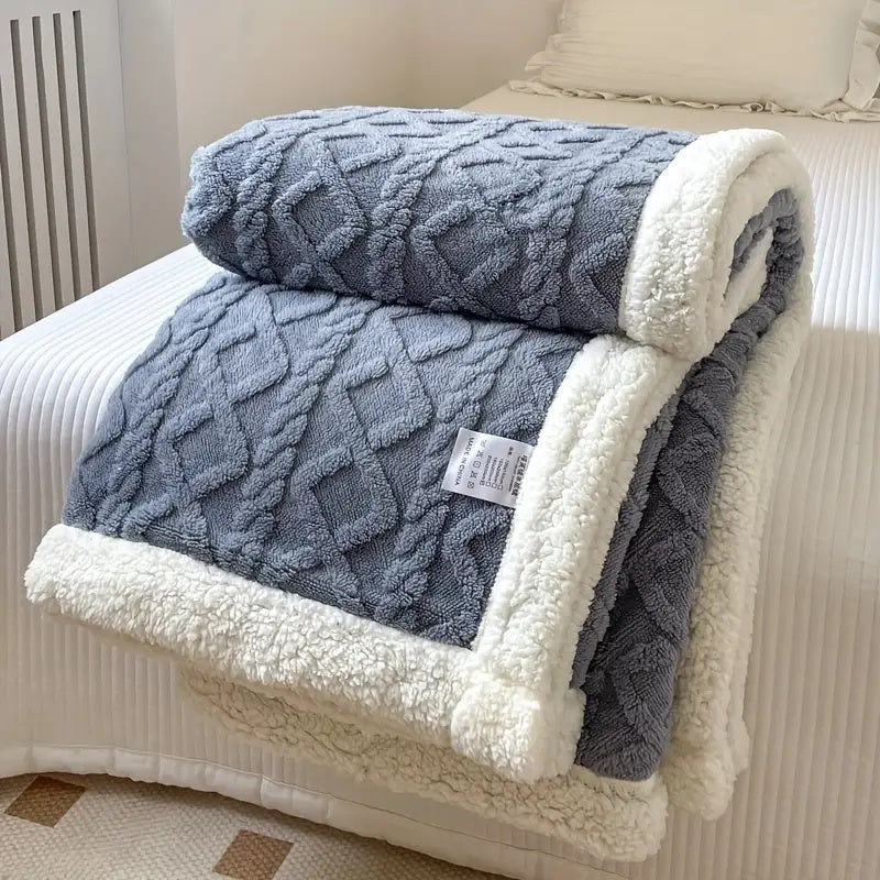 Ultra-Soft Reversible Brushed Sherpa Throw Blanket