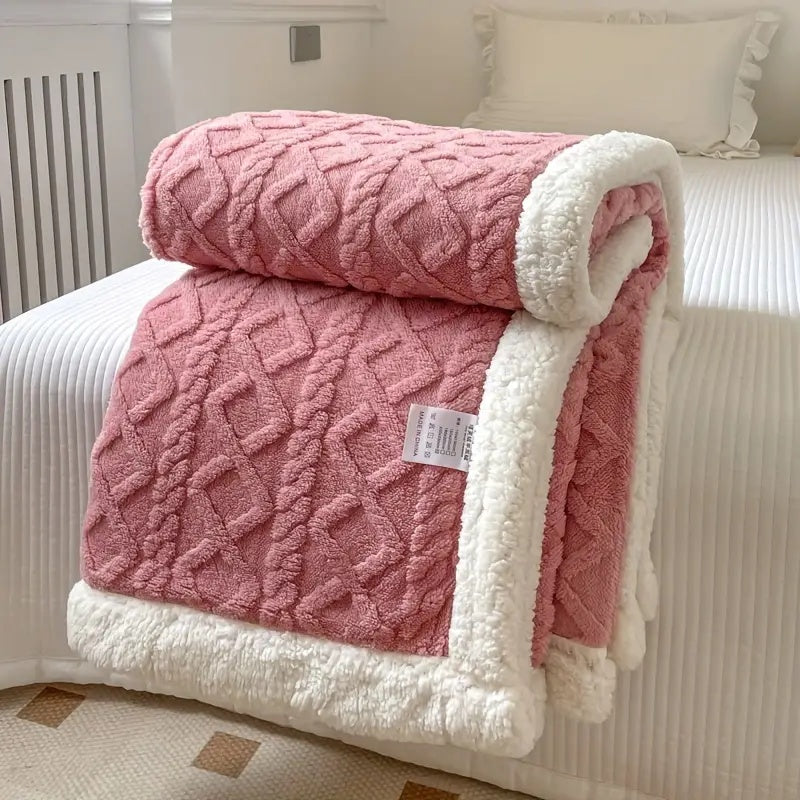 Ultra-Soft Reversible Brushed Sherpa Throw Blanket