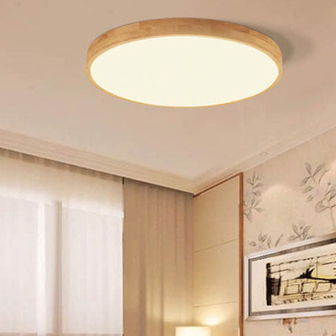 Ultra-Thin Solid Wood Integrated LED Flush Mount Ceiling Light (30 cm)