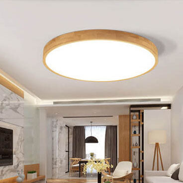 Ultra-Thin Solid Wood Integrated LED Flush Mount Ceiling Light (30 cm)