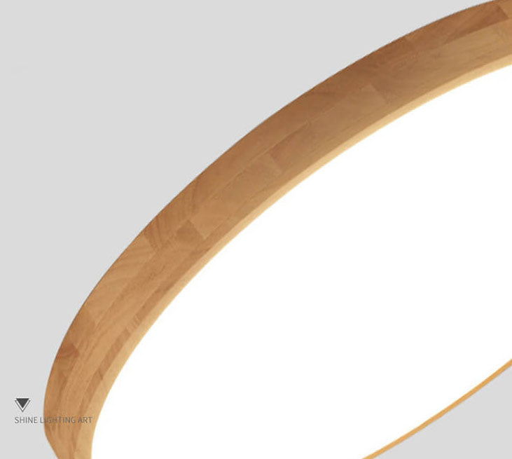 Ultra-Thin Solid Wood Integrated LED Flush Mount Ceiling Light (30 cm)