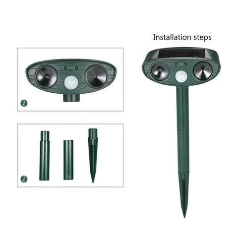 Ultrasonic Animal Repeller Solar-Powered Motion-Activated 30 Ft Range