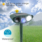 Ultrasonic Animal Repeller Solar-Powered Motion-Activated 30 Ft Range