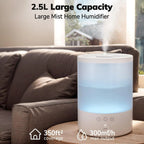 Ultrasonic Humidifier Whisper-Quiet 24-Hour Runtime Aromatherapy Tray
