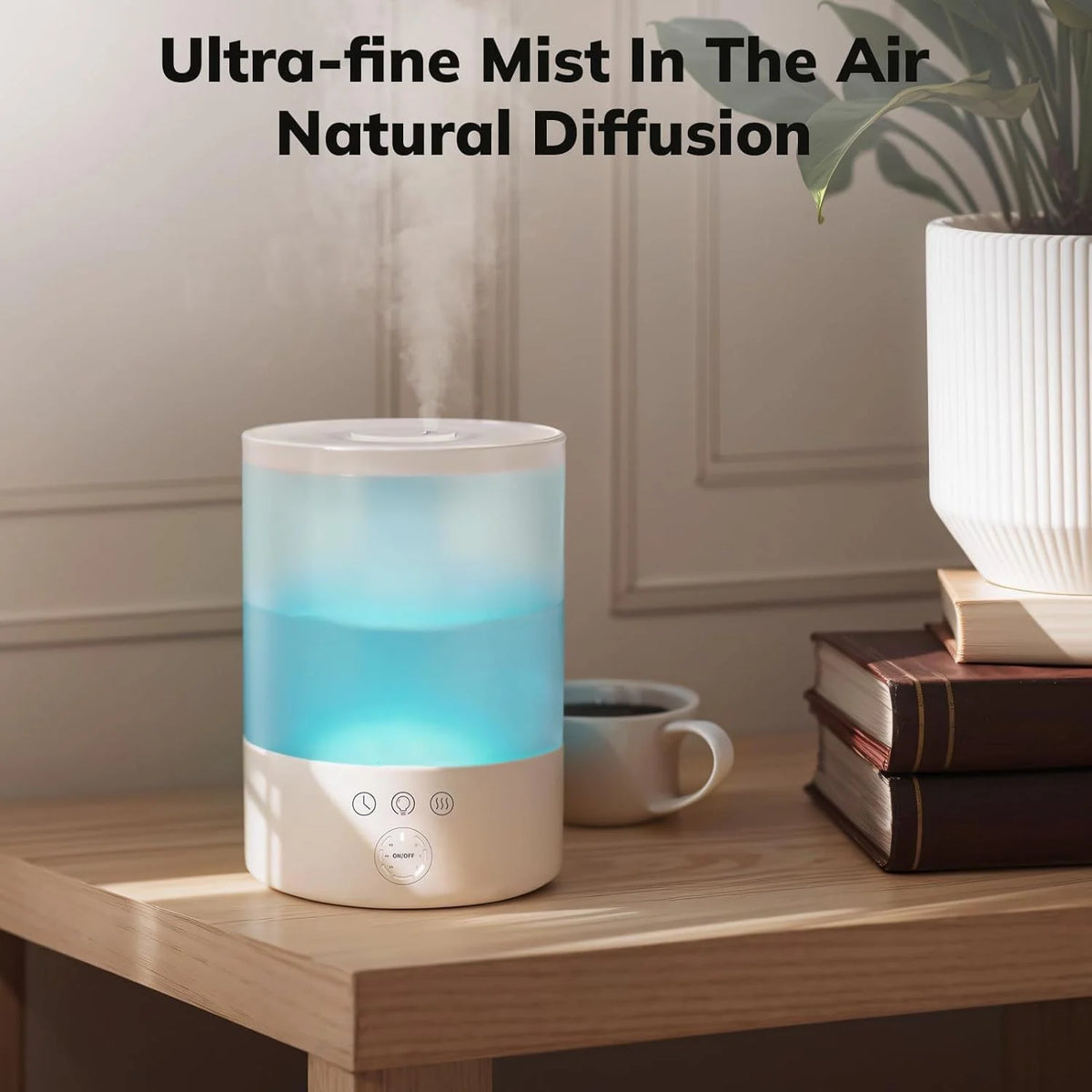 Ultrasonic Humidifier Whisper-Quiet 24-Hour Runtime Aromatherapy Tray