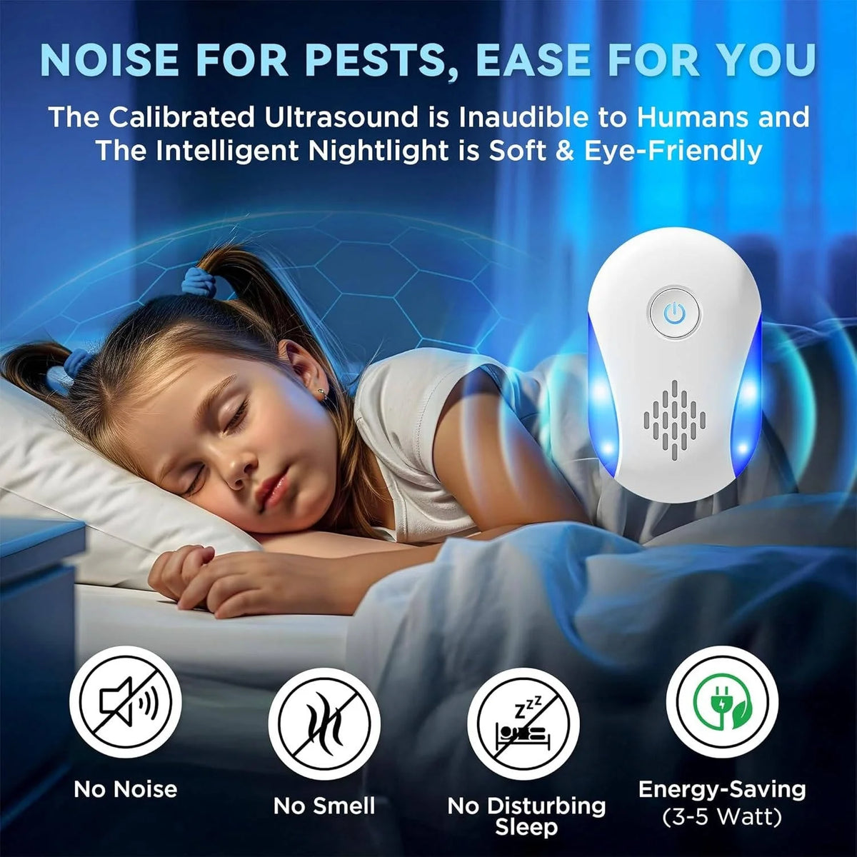 Ultrasonic Pest Repeller Dual-Frequency Plug-In 1600 Sq Ft