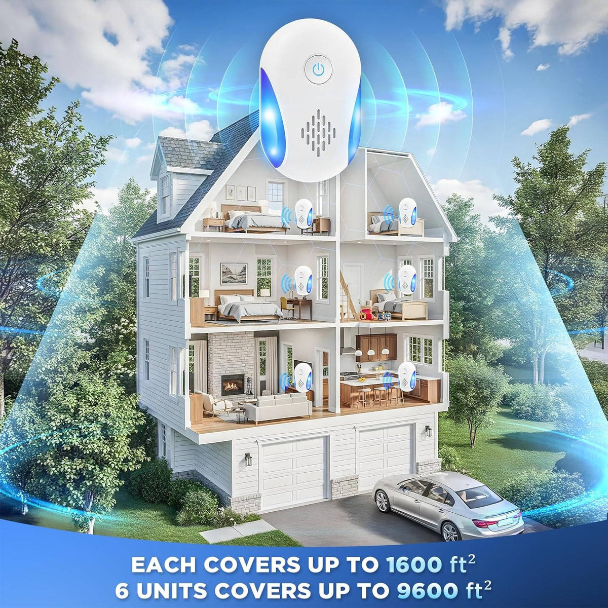 Ultrasonic Pest Repeller Dual-Frequency Plug-In 1600 Sq Ft