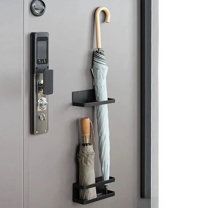 Umbrella Holder Wall-Mounted Iron Drip Tray No-Drill Install