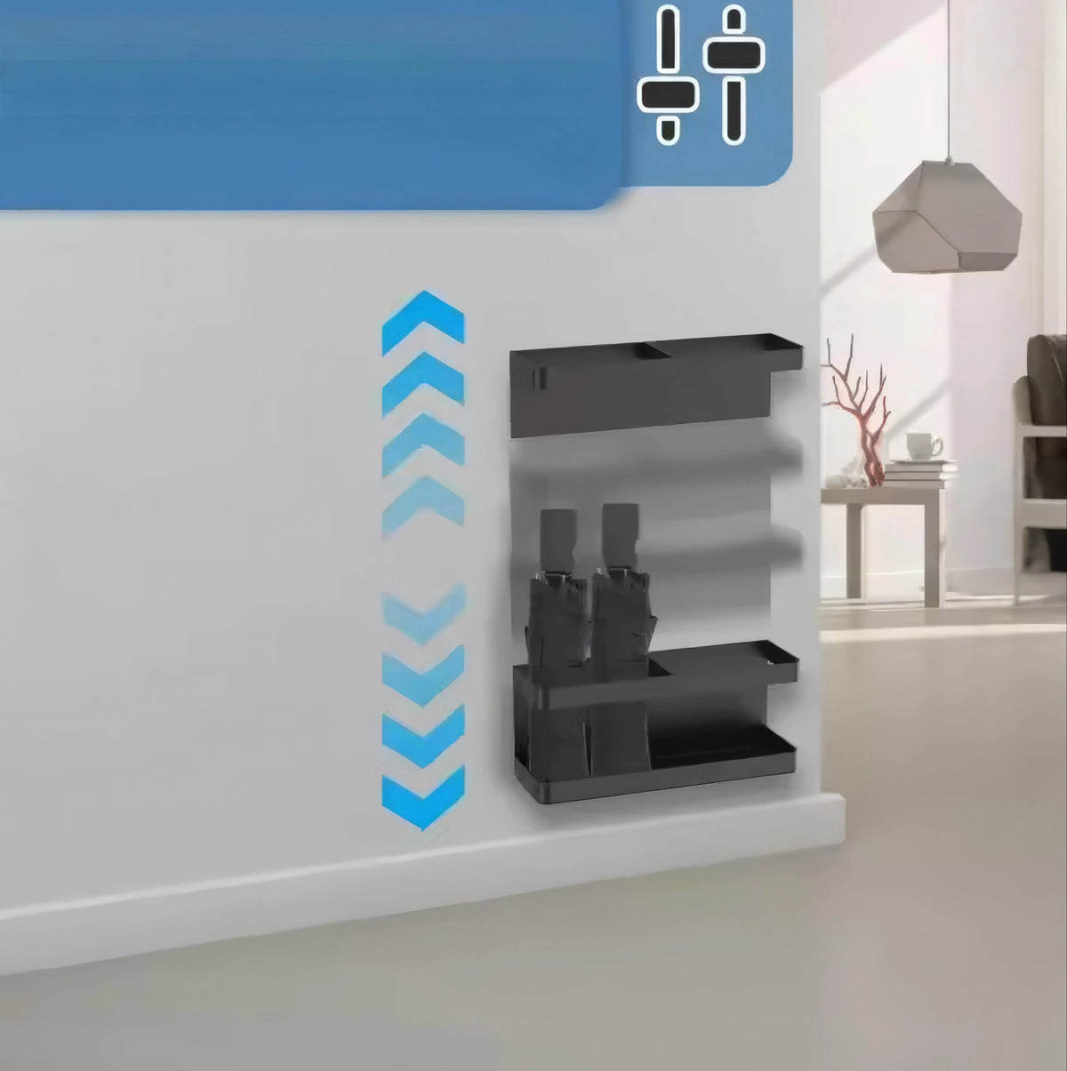 Umbrella Holder Wall-Mounted Iron Drip Tray No-Drill Install