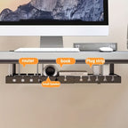 Under-Desk Cable Organizer Adjustable Strap Adhesive & Screw Mounts