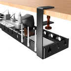 Under-Desk Cable Organizer Adjustable Strap Adhesive & Screw Mounts