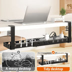 Under-Desk Cable Organizer Adjustable Strap Adhesive & Screw Mounts