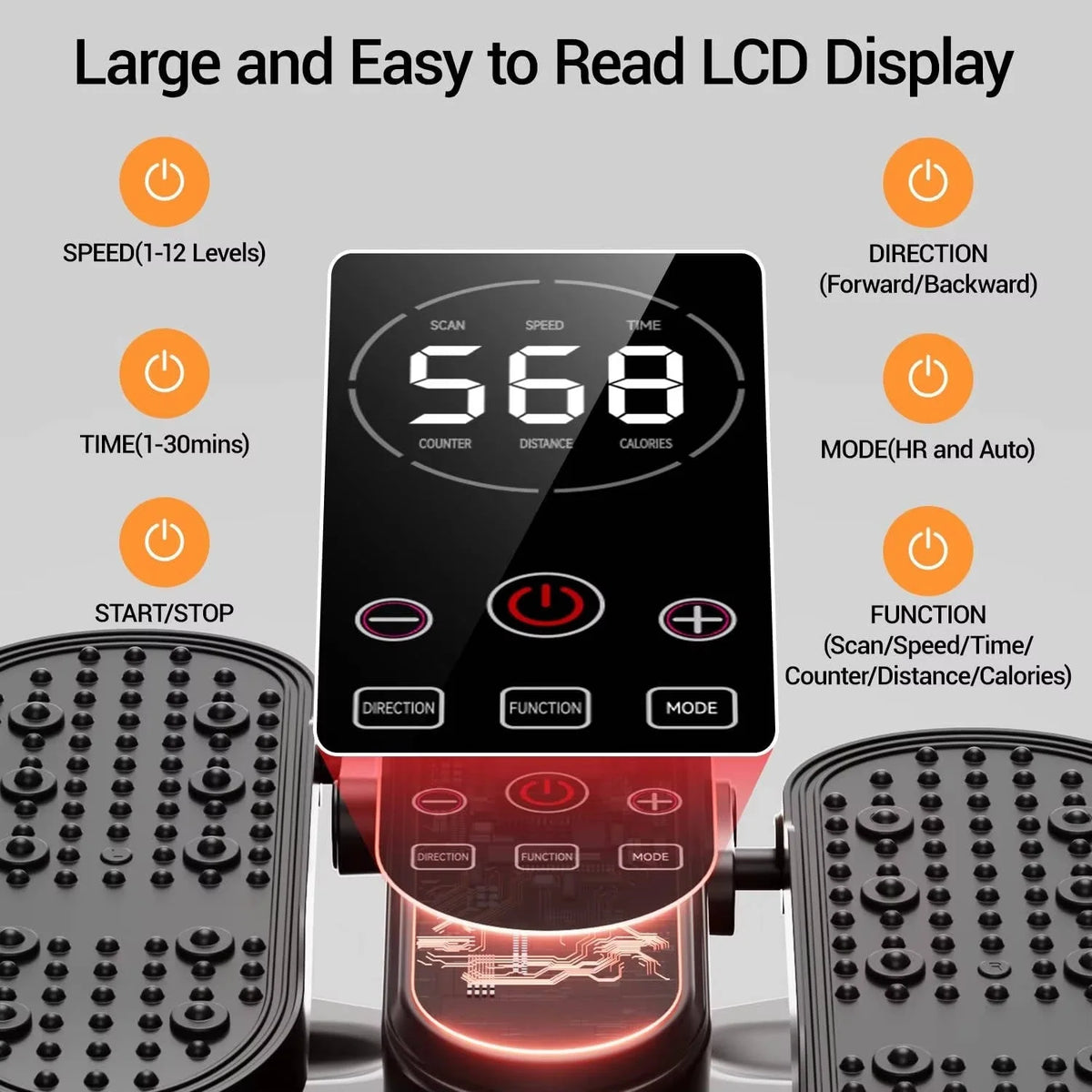 Under-Desk Elliptical Whisper-Quiet Motor Remote & LCD Display