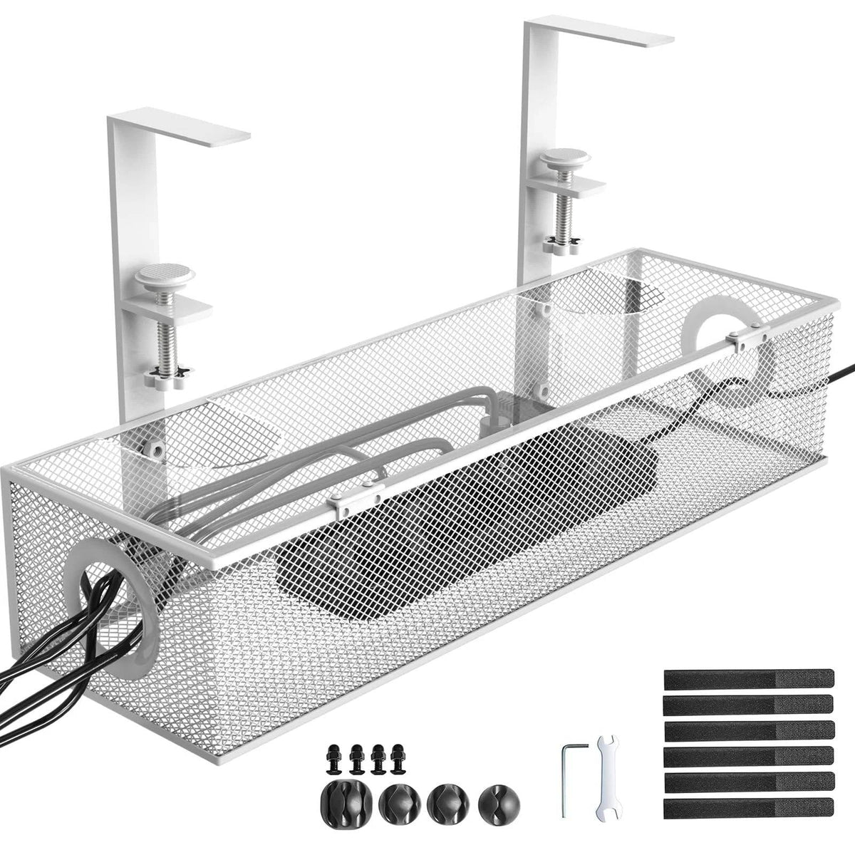 Under-Desk Organizer Clamp-Mount Carbon Steel Two-Drawer Dustproof