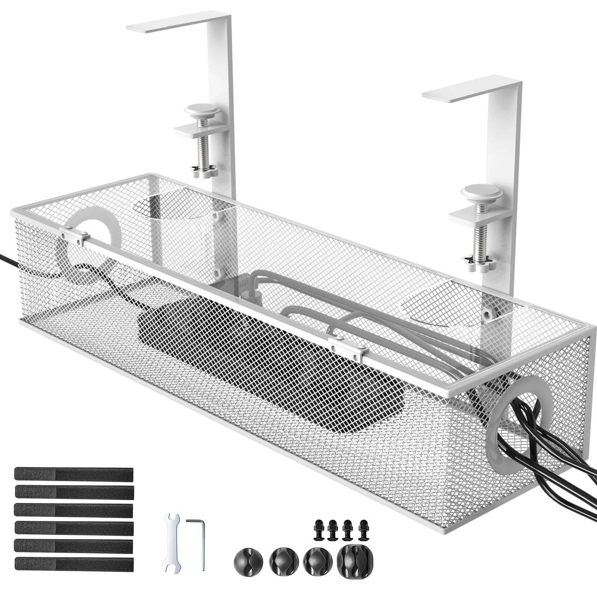 Under-Desk Organizer Clamp-Mount Carbon Steel Two-Drawer Dustproof