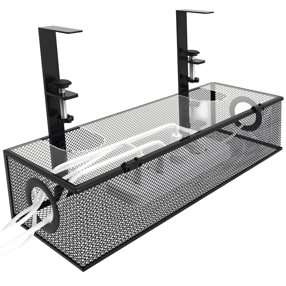 Under-Desk Organizer High-Carbon Steel Dual Drawers & Cable Management