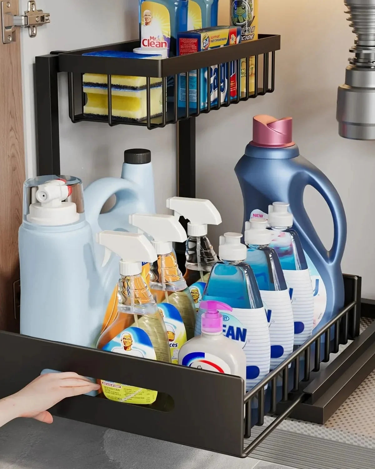 Under-Sink Cabinet Organizer Two-Tier Smooth Pull-Out