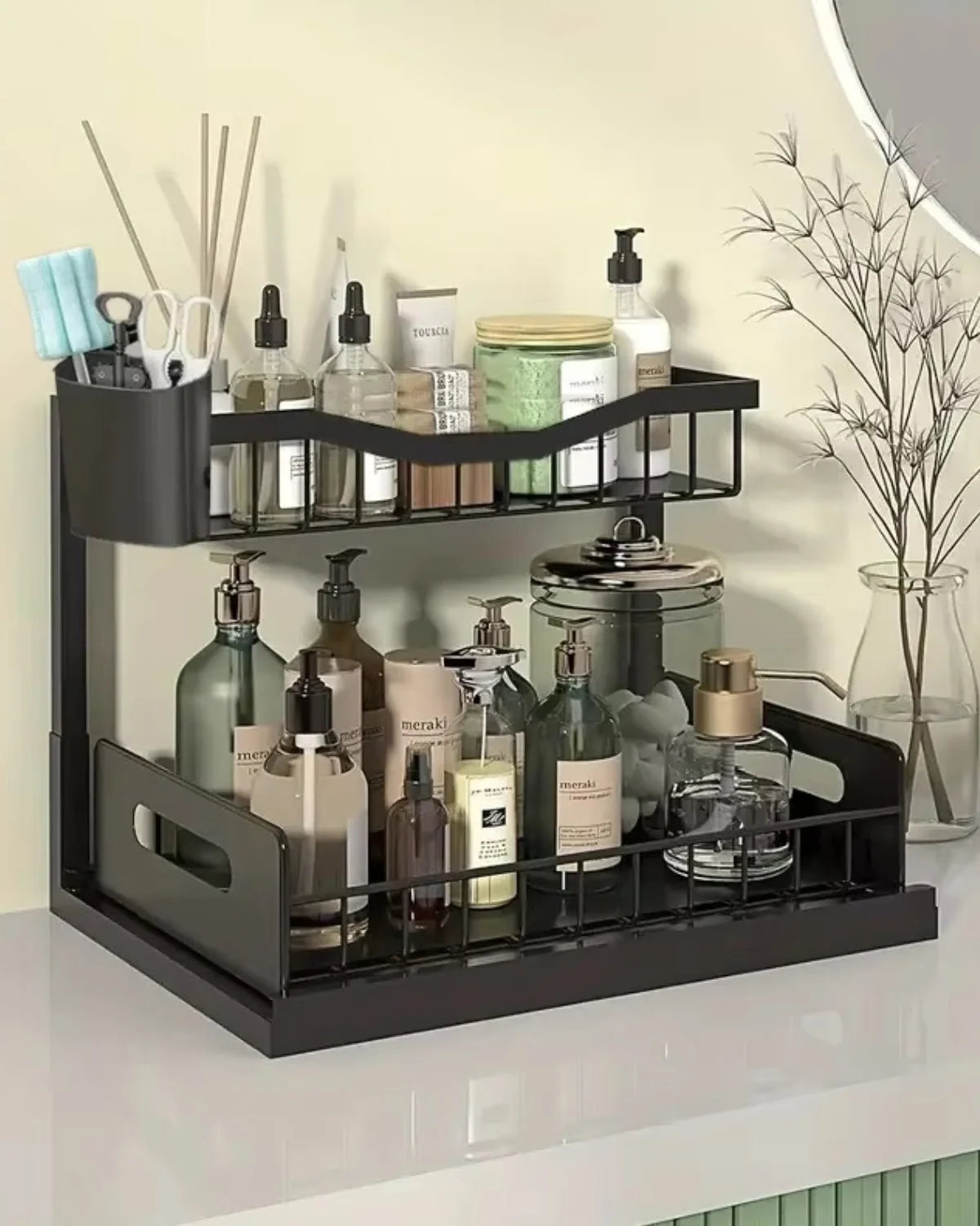 Under-Sink Cabinet Organizer Two-Tier Smooth Pull-Out