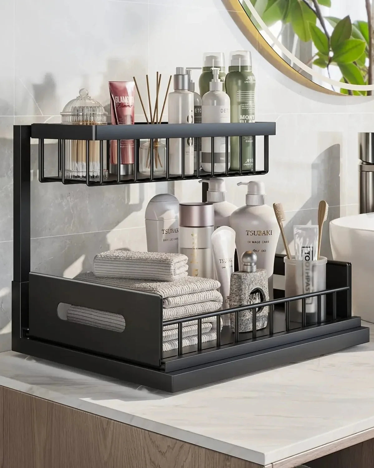 Under-Sink Cabinet Organizer Two-Tier Smooth Pull-Out