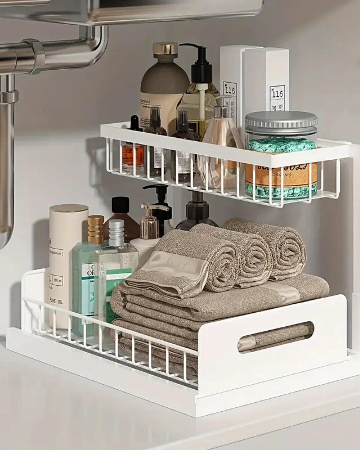Under-Sink Cabinet Organizer Two-Tier Smooth Pull-Out