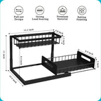 Under-Sink Organizer Dual Sliding Tiers Carbon Steel Tool-Free Setup