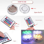 Underwater LED Lamp IP68 Remote-Controlled 16 Colors
