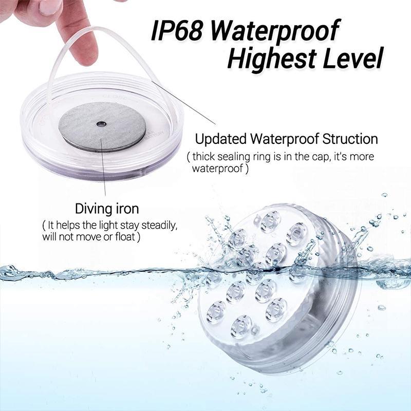 Underwater LED Light Remote-Control RGB Magnetic Suction Mount
