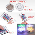 Underwater LED Light Remote-Control RGB Magnetic Suction Mount