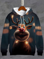 Unisex Hoodie Cotton Blend Reindeer LED Lights