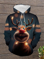 Unisex Hoodie Cotton Blend Reindeer LED Lights