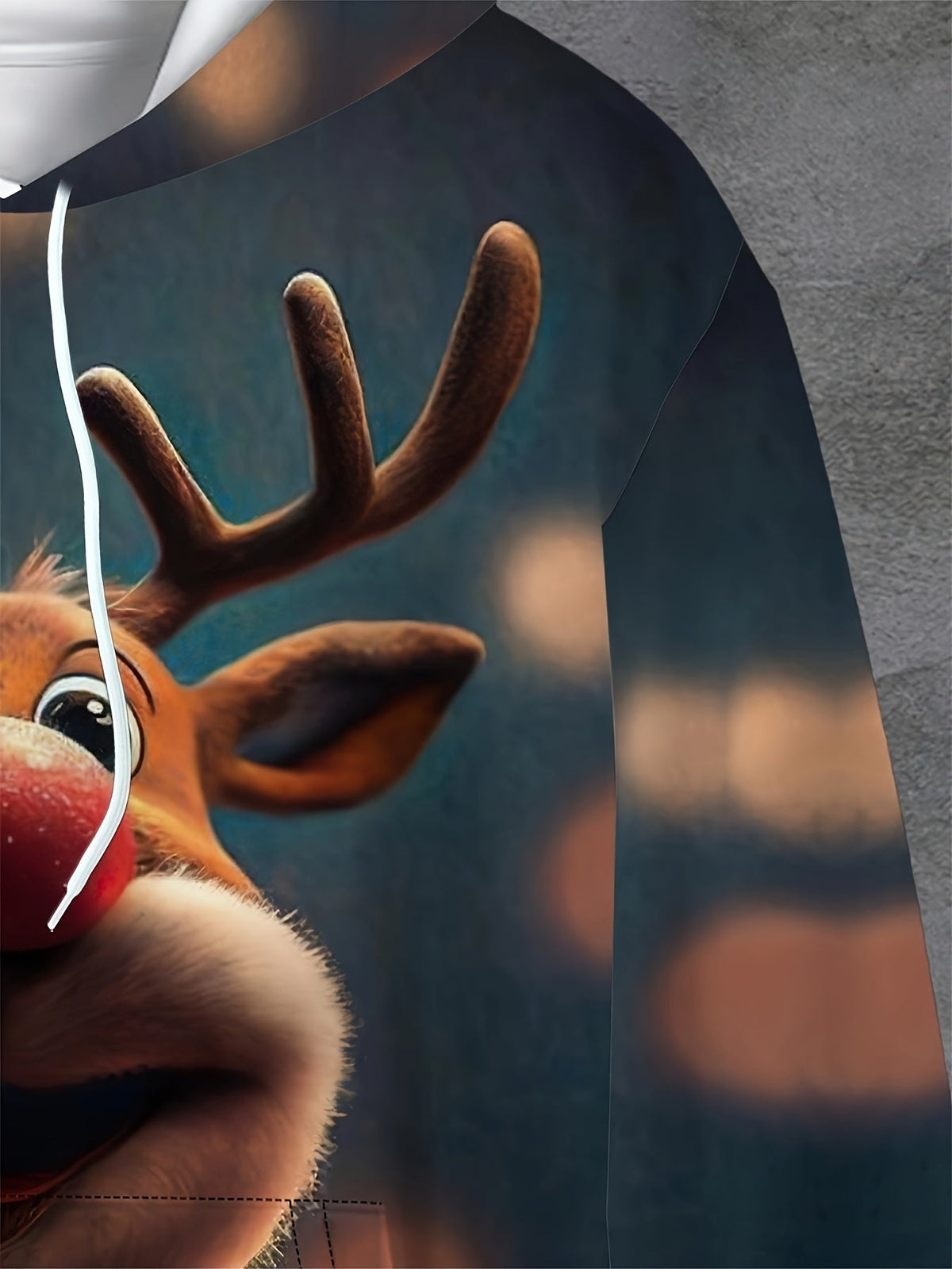 Unisex Hoodie Cotton Blend Reindeer LED Lights