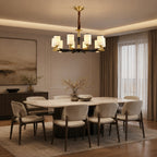 Upward Ivory Glass & Gold-Finish Copper Chandelier (3–10 Head Sizes)