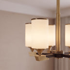 Upward Ivory Glass & Gold-Finish Copper Chandelier (3–10 Head Sizes)