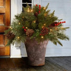 Urn Filler Dense Evergreen Battery Operated Timer 35 LEDs