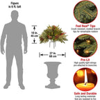 Urn Filler Dense Evergreen Battery Operated Timer 35 LEDs