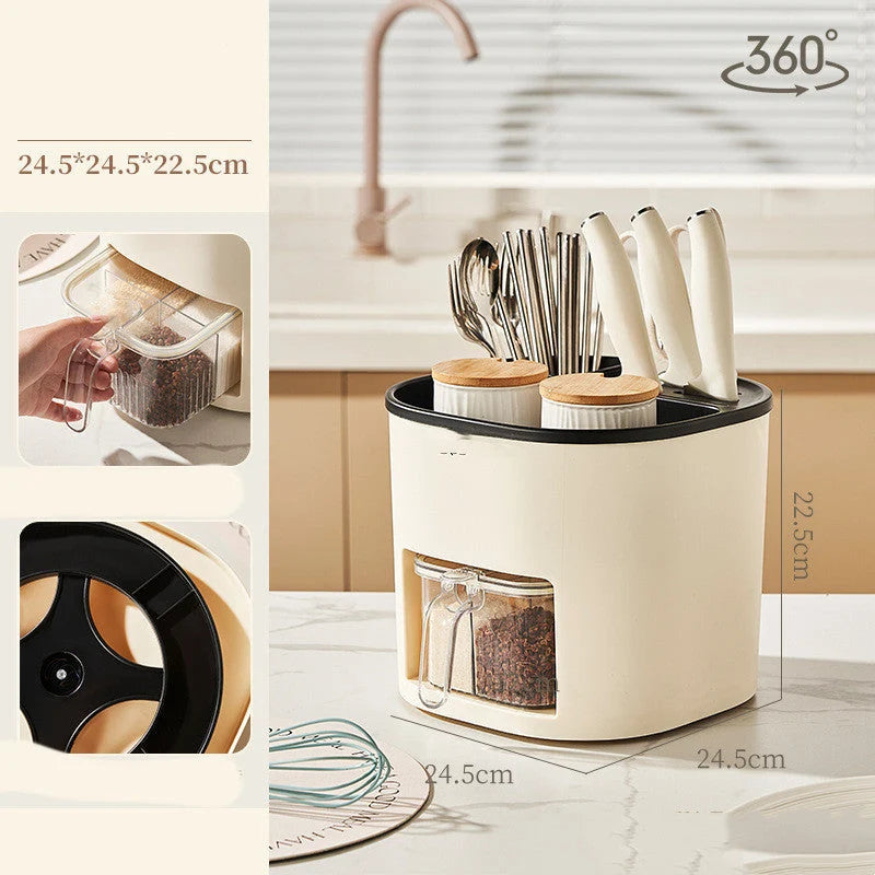 Utensil Holder 360° Rotating Four Compartments