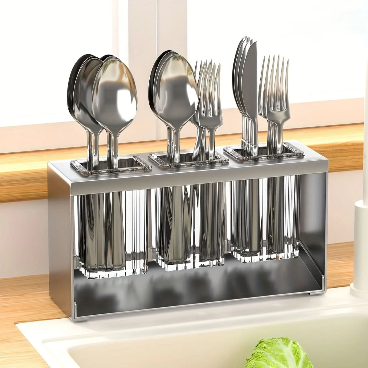 Utensil Holder Multi-Compartment Drain Base