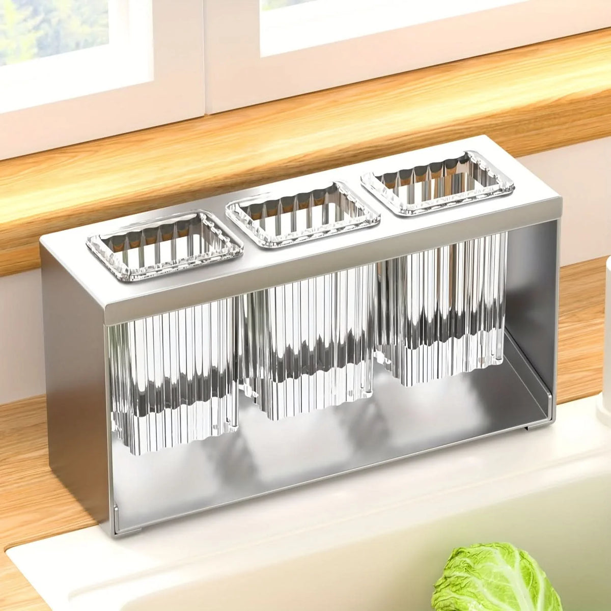 Utensil Holder Multi-Compartment Drain Base
