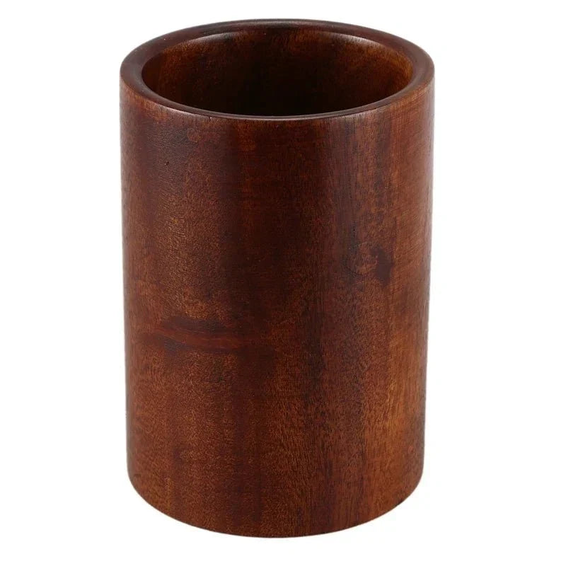 Utensil Holder Teak Wood Vertical Stand Moisture-Resistant