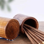 Utensil Holder Teak Wood Vertical Stand Moisture-Resistant