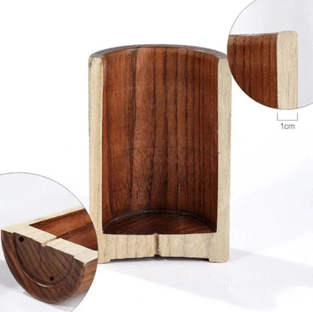Utensil Holder Teak Wood Vertical Stand Moisture-Resistant